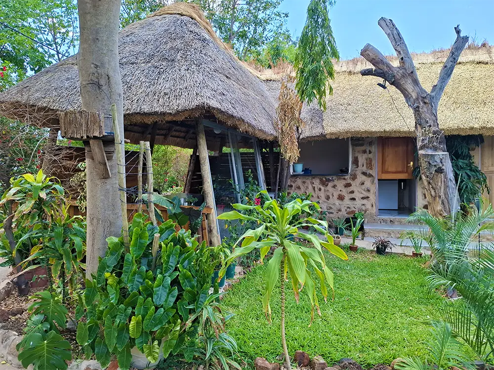 Thatched gazebo in the garden