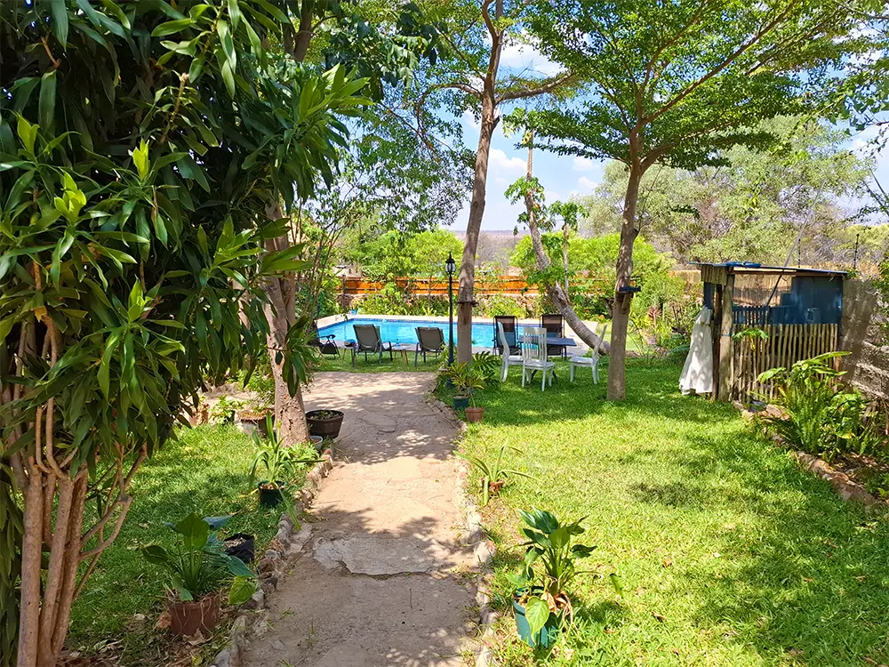 Garden path leading to the pool